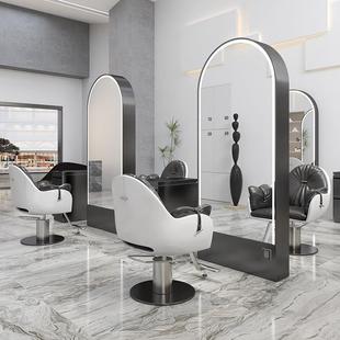 网红发店镜钢子烫染发落地理镜台发985廊不锈美店镜台双面镜pω