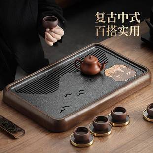 盘用202家566781909新款仿乌石茶办公室小型茶台茶具沥水干泡金台
