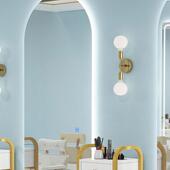 网红带灯美发店镜台壁挂式 理面发店镜VRX子发廊用专款 单烫染剪发