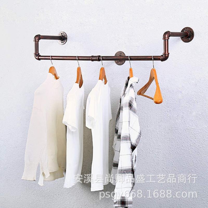 架墙壁式衣欧架置物架挂衣架工艺管艺金色734衣架式复古凹型置衣