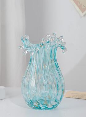 现IJD代玻简约芬花瓶彩色餐璃花瓶水培花插花器摆顿件客厅玄关桌