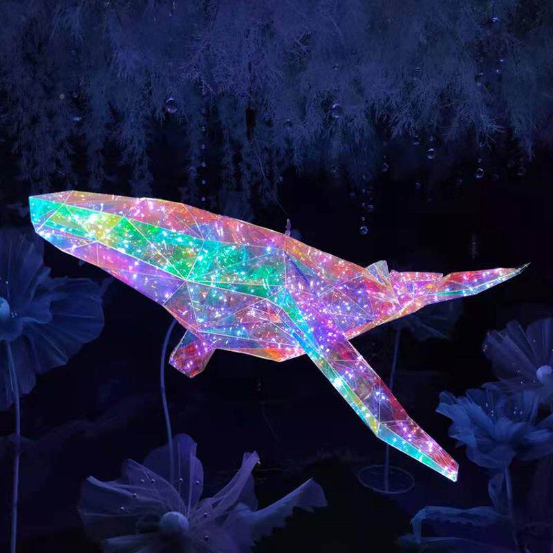春场商光美灯陈海洋生物场景布置炫OMJ彩季鲸鱼海豚吊饰户外摆件