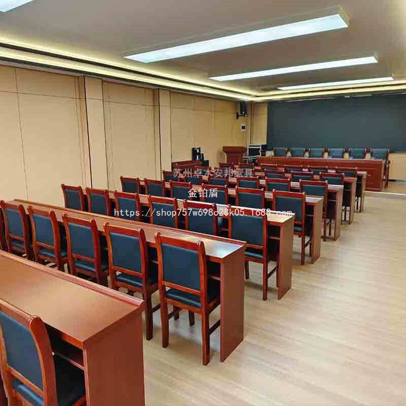 金铂盾实木油漆双人长条会议桌