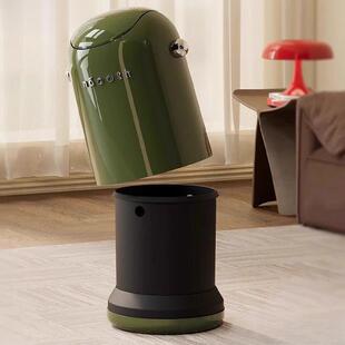 摇盖客厅圾桶卧思韵室家用厨所房厕卫生间翻盖办公室高颜塑料垃方