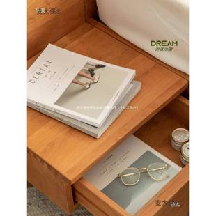 悬浮床头柜一体ZWI北美床樱桃实大靠背一体收纳橡床木木储物床垒