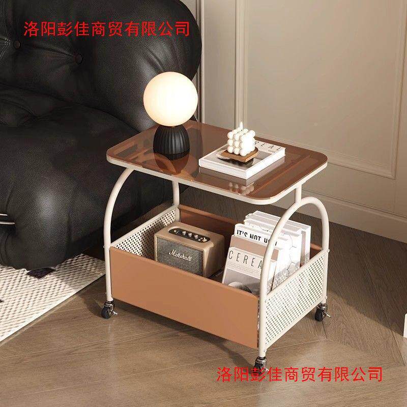 可带移动小茶客厅奶油风轮边家用角几玻璃沙发边几几柜无品牌/简