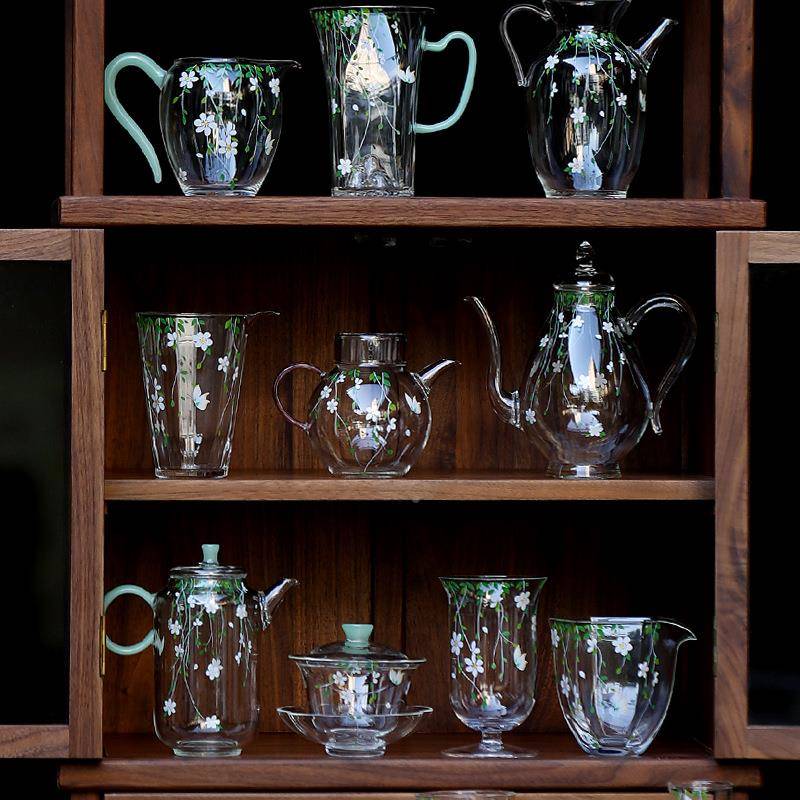 花朝茶器小清新耐高VAX带温高硼绿小硅玻璃茶壶过滤绿茶专用泡茶