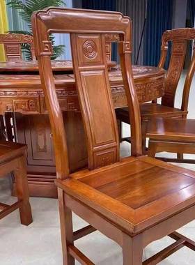 金梨木餐圆GVT桌带转盘加花厚仿古实木雕花大餐厅中式桌家用吃饭