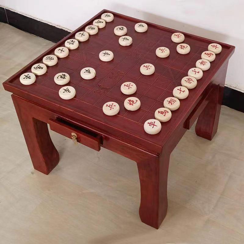 榆木棋桌实木象棋棋盘桌两用围棋多功桌能棋桌飘面窗桌仿古双实木