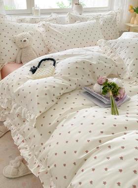 新款全小清新花卉印花浪舍漫45408花边款家用棉四套学生宿可件爱