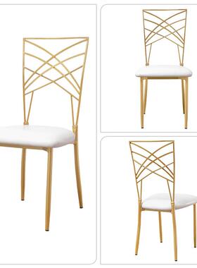 户婚庆竹节QLR椅金属方背靠交叉会椅子餐桌宴椅外钢筋铁片椅叠装