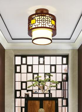 新NOG餐中顶式玄关过道吸灯中国风木艺卧室灯仿古茶楼厅厅客灯工
