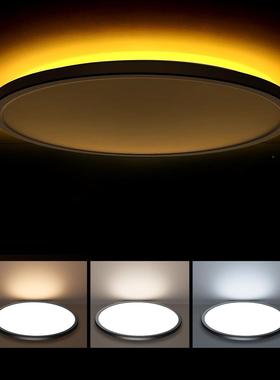 LED卧室黄光吸顶灯客天花板灯24嵌厅入式RGB背金光NTW平面w圆形灯