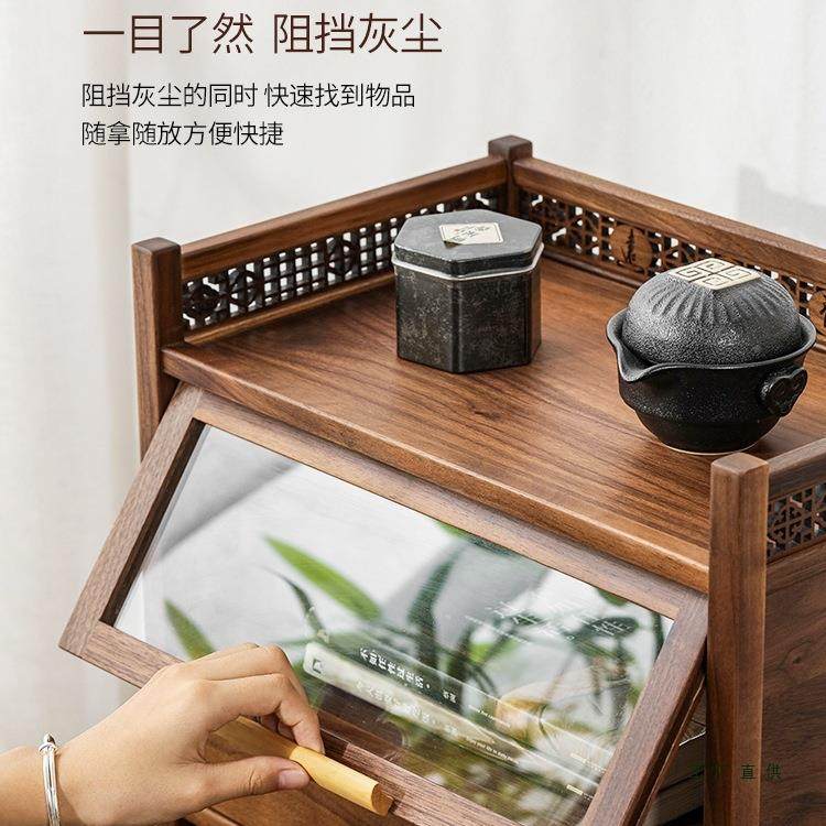 木置物架桌面小型防尘博古F98HS6TJ架实木简摆胡件茶壶茶具台桃式