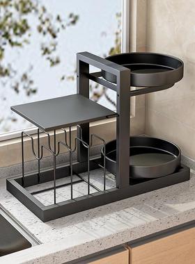 厨旋转YUB调料置物架多功能家台面分层盐转角油房酱醋调味品收用