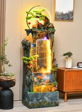 大型器落STX地假山流水喷摆件客厅招财风水轮加泉湿高山循环装水