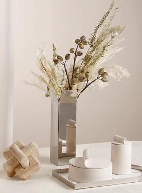 极设计感不锈钢金属JZX简级花器高感板花瓶样房客厅酒店桌面花器