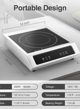 商用磁炉平面30500W爆炒大功率餐厅餐92342桌电磁11灶电0V/1800W