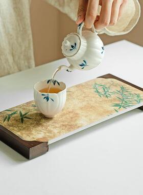 国绿TD-1454茶竹风长方盘家用干泡盘2壶承小型茶托盘功夫茶具025