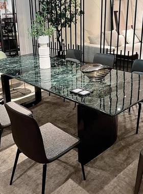 鸿福CRE嘉长方形奢石天餐桌端极简约奢石然大理石月网红长方形饭