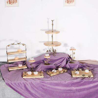 婚礼甜YL324984品台展示装饰道午具摆件蛋架下茶点心木质架托盘冷