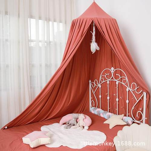 圆顶幔儿童室头内床帘法式挡风婴儿床床遮光蚊帐HGG-r01免安装公