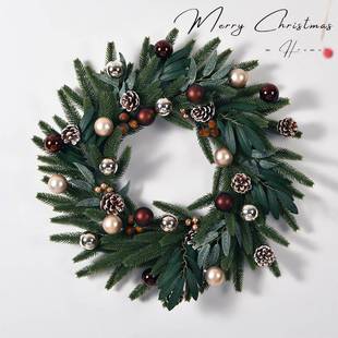 25005诞节新款饰花环圣诞礼圣物门环挂件节日2摆件客厅布置装平安