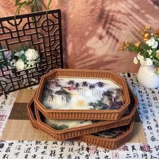 森亚新中藤式 仿塑料果蔬零食收sy0020yk纳盘筐包陈面列拼豆收纳盒