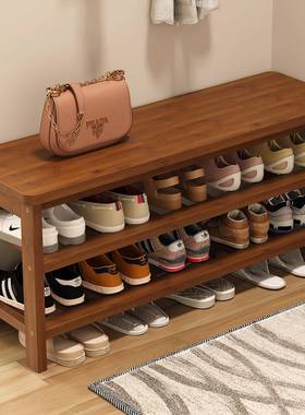 坐鞋用柜坐凳一体鞋架入LAQ户门竹子长条凳家换鞋凳可门口轻奢高