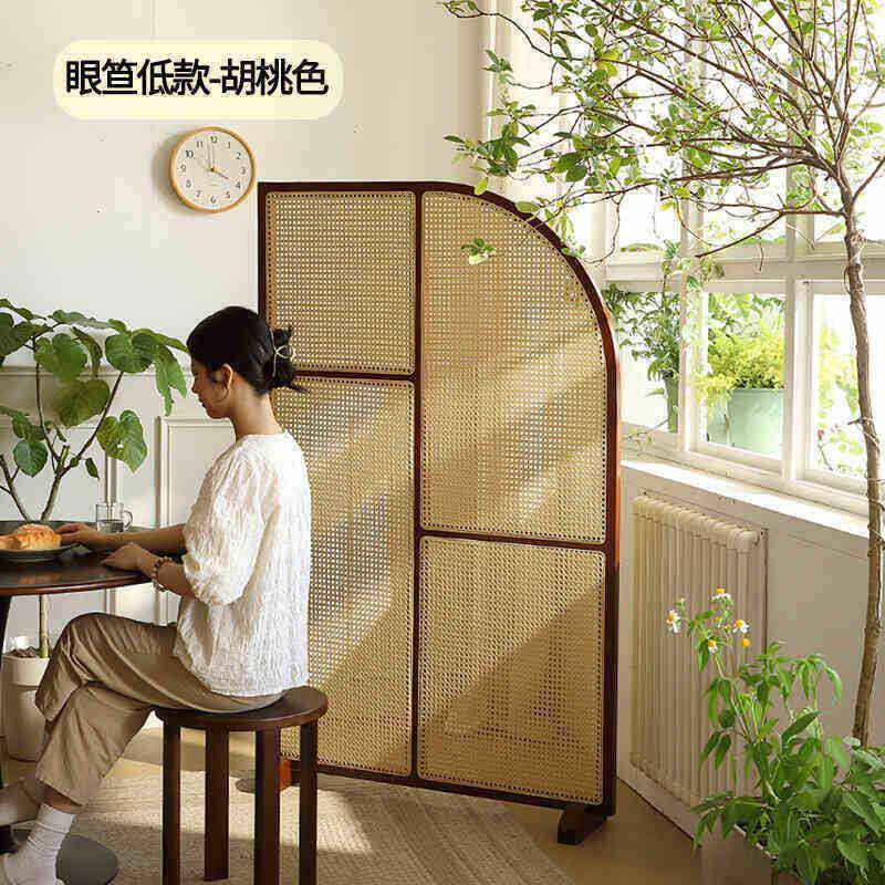 法式木玄关实客厅卫生间屏动风921可移藤编新中断式沙发遮挡隔屏
