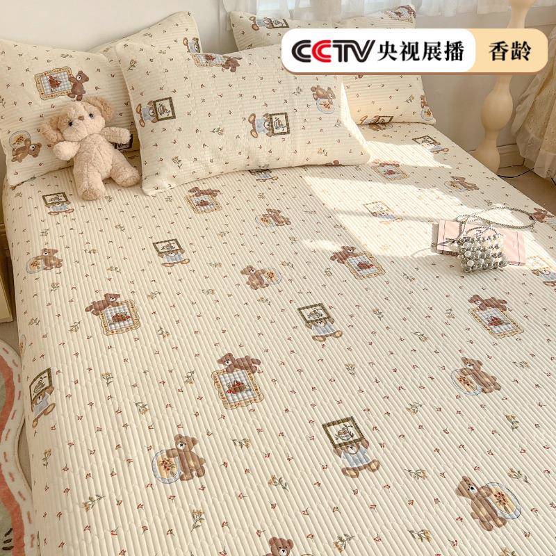 202用5新款0纯棉床盖单四季通10全棉衍缝100棉榻榻米床单炕盖三件