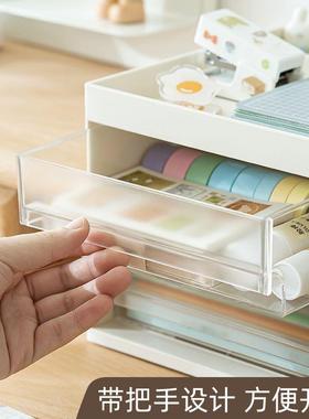 抽屉式分格杂物收纳盒手透账文具整理明置防尘办公室书面桌SD-381