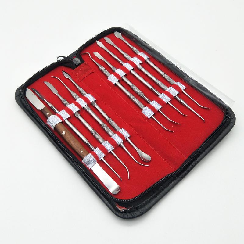 雕10装雕蜡刀装皮盒装雕刻刀支套装套装雕刻刀首饰器材打金工套具