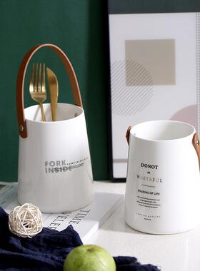 KB革Q1皮收手提陶瓷筷子筒收纳罐筷勺10027183叉餐厨具纳筒房收纳