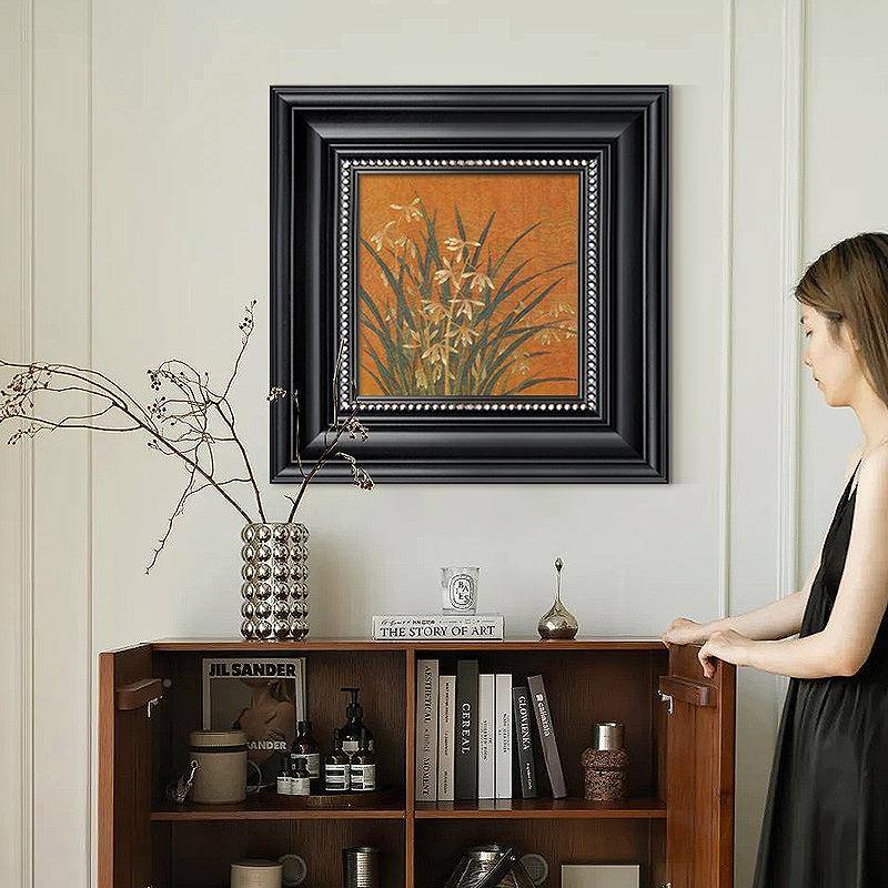 轻式古风装中饰画复古竹子植物餐厅客厅al202408壁画斗柜法靠墙感