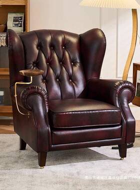 椅意店式单人沙发美式经客厅酒室休闲待老虎椅卧其LLT他接沙发椅