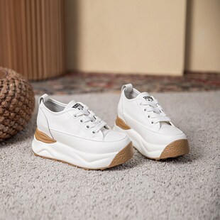 厚底内增高女鞋8cm春秋小个子运动鞋白色休闲鞋小白鞋软底老爹鞋