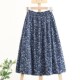 长裙子女小碎花气质荷叶腰复古a字裙 棉麻半身中款 2024新款 春夏季
