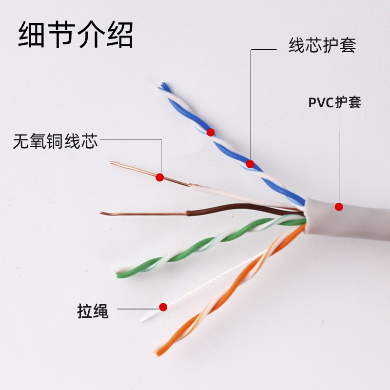 超五类网线非屏蔽8芯4对cat5e双绞线家装工程铜芯网络线300米厂家