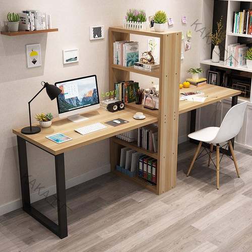 LCP1简易双人台式家用桌书柜书桌一体桌书架组合经济型学生写