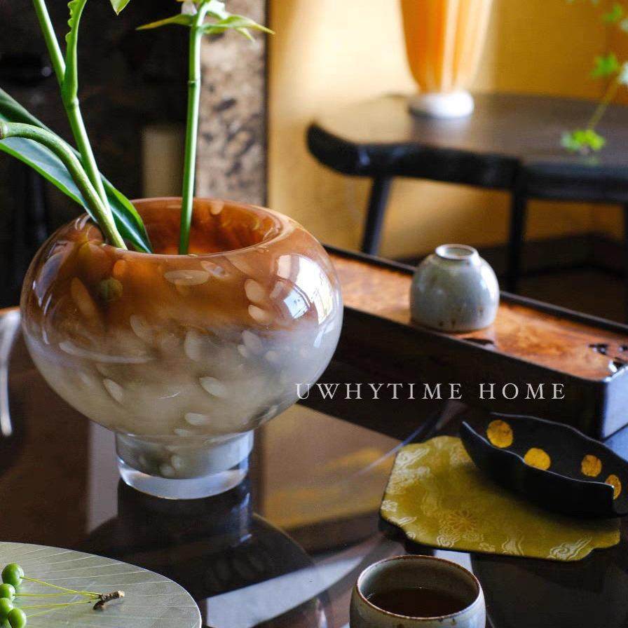 新中式东方高品质灰棕渐变艺术手工琉璃花瓶插花摆件,纺织面料/辅料/配套,纺织机械配件,淘宝优惠券,粉丝福利购,淘宝优惠卷