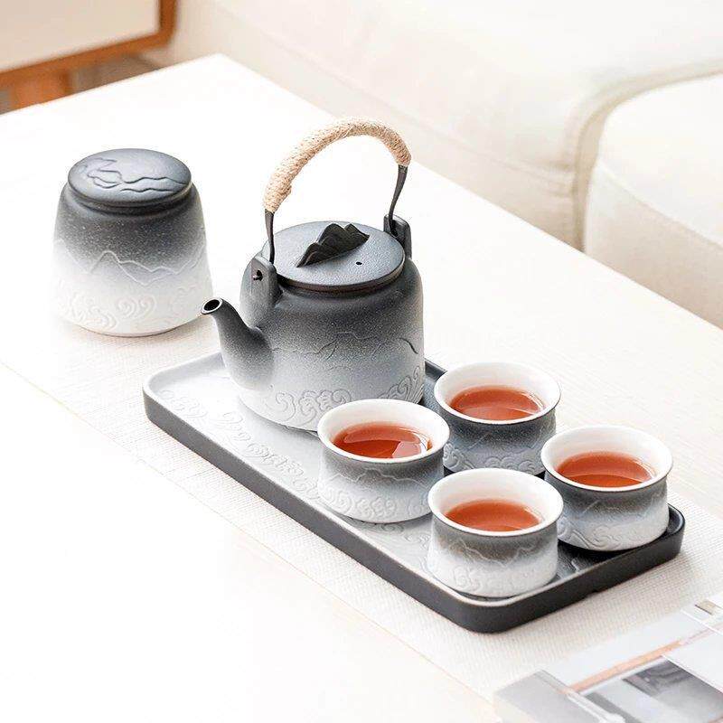 日式简约陶浪屿提梁壶茶务具瓷茶55125杯套装一壶杯商礼品干四泡