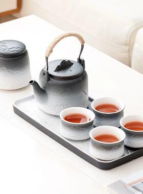 日式简约陶浪屿提梁壶茶务具瓷茶55125杯套装一壶杯商礼品干四泡