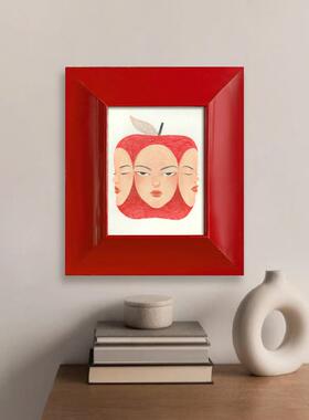 红色现代简约高小众装饰漆画客厅沙背级景墙挂画发实FVT木烤餐柜