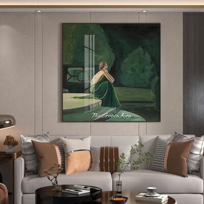 北EM-1798法式风情人物绿色欧风代轻奢客厅玄关装画背景现墙壁方