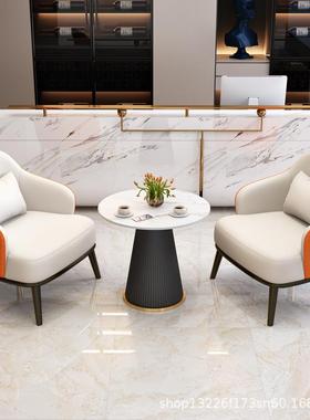 商务楼处洽谈沙发酒轻奢现代休IVR区休闲息店大堂接待会客售桌椅