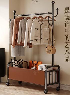 中古风落地35202晾衣架多功挂衣衣杆晒室内卧能室可移动收纳挂衣