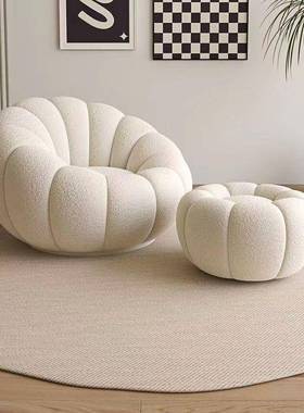 新款南瓜懒袋人型北欧单人沙发奶油豆榻榻米网小户客厅阳台QPW红