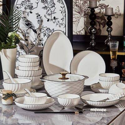 釉下彩Z1204碗碟套装家高温简约盘筷组乔迁合2025新碗款陶瓷餐用