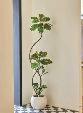 仿绿植高端轻奢黑金刚橡皮真树花叶榕内厅高客级F995M9JT感落地摆